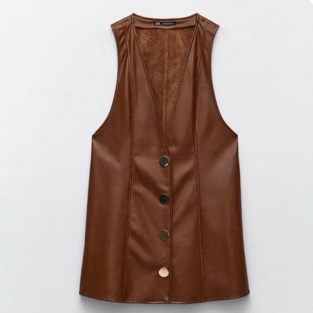 Zara Brown Vest with Gold Buttons